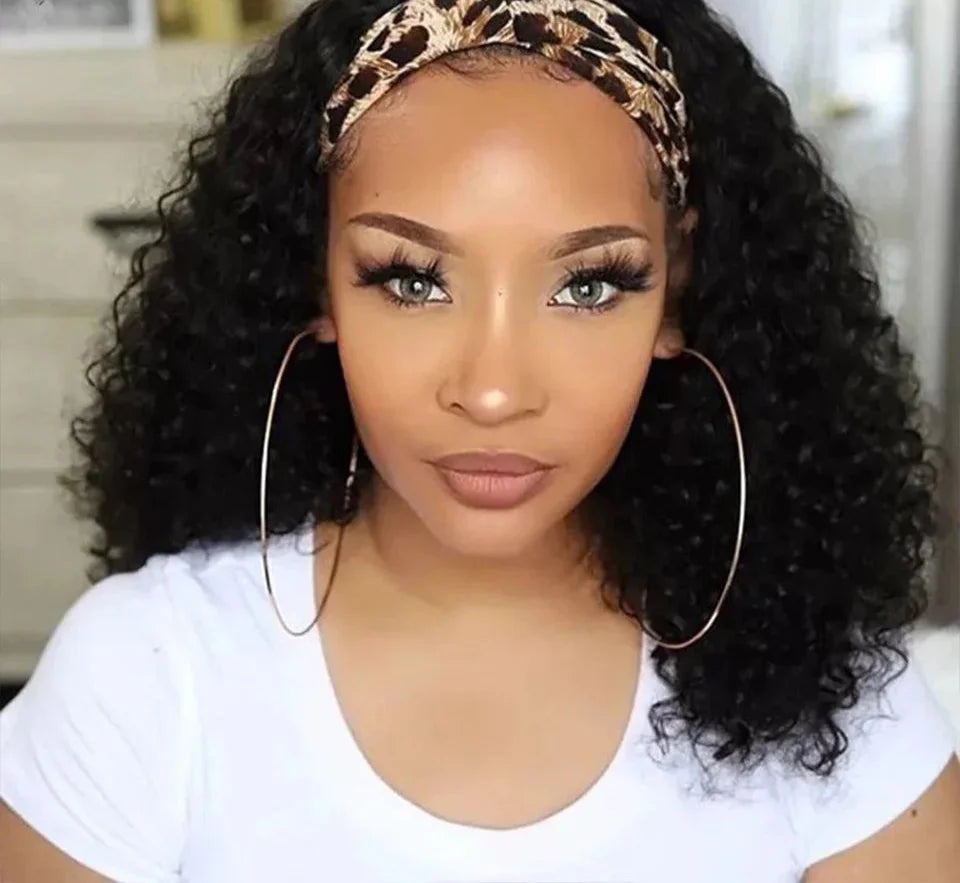 180% Density Jerry Curly Headband Wig | Glueless Brazilian Remy Human Hair