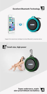 Altavoz Bluetooth inalámbrico impermeable con ventosa para deportes al aire libre, mini subwoofer para ducha, coche, teléfono inteligente, micrófono TF C6