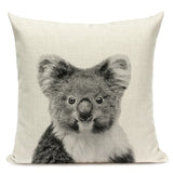 Black and White Cute Animals Cushion Cover - Animal Portrait Decoration Throw Pillow Case 45x45cm for Home Sofa Decor