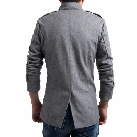 Men Slim Fit Woolen Coats Solid Color Male Casual Long Sleeve Outerwear Autumn Winter Double Breasted Mid Length Windbreaker - Lootquake