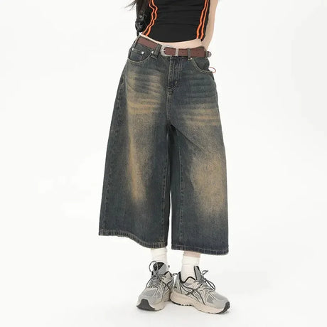 Deeptown Vintage Loose Jorts Jeans Y2k Streetwear Oversize Shorts Denim Pants Korean Fashion Baggy Grunge Trouser Summer Neutral - Lootquake