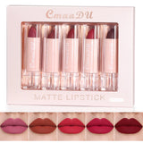 5 Pcs  Matte Lipstick Sets Lip Gloss Moisturizing Long-lasting Easy Makeup Fashion Classic Shades For Daily Date Exquisite Gift