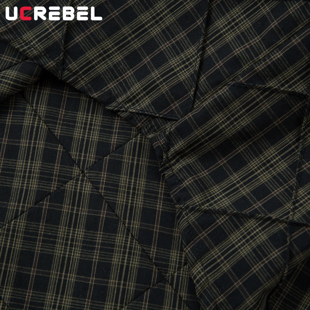 Plaid Spliced Fake Two Pieces Shirts Mens High Street Spring Loose Single Breasted Long Sleeve Lapel Shirts Shirts Men - Lootquake