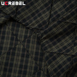 Plaid Spliced Fake Two Pieces Shirts Mens High Street Spring Loose Single Breasted Long Sleeve Lapel Shirts Shirts Men - Lootquake