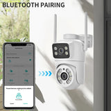 Caméra de surveillance extérieure étanche 4MP, double objectif, double écran, suivi automatique, vidéo IP, Wifi, PTZ, CCTV, audio bidirectionnel, ICSEE