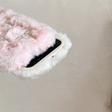 Soft Fluffy Plush bowknot Cat Ears 3D Pearl Phone Case