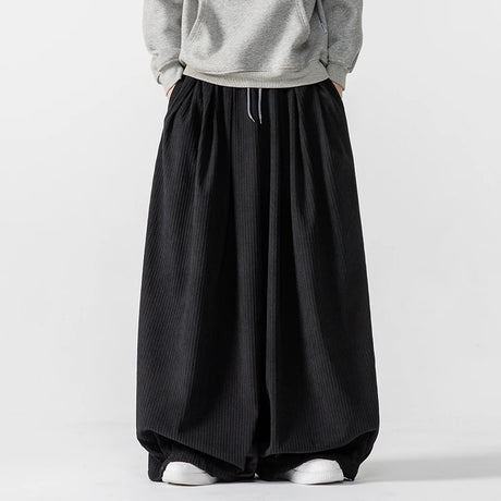 Autumn Winter Corduroy Wide Leg Pants Men Solid Color Loose Casual Pants Mens Couple Streetwear Hip Hop Trousers Plus Size 5XL - Lootquake