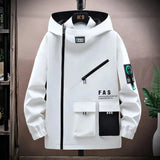 Autumn trend Hoodie Jackets Men Windbreaker Jacket Hip Hop Solid Color Outdoor Sports Hooded Coats Men Clothing - Lootquake