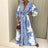 2025 Boho Print Half Sleeve Long Dress Women Fashion Japanese Kimono Lace-Up Robe Summer Sundress Holiday Beach Dress Vestidos - Lootquake