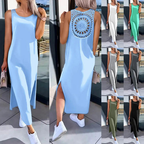 Womens Summer Dress Long Dress Casual Loose Maxi Dresses Beach Outfit 2024 Resort Women Summer Dress Sleeveless Large Nightshirt - Lootquake