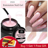 BORN PRETTY 60/30 ml Gel de extensión de uñas de gelatina dura Esmalte de uñas de gel Uñas francesas Nude Rosa Blanco Transparente Suministros de uñas Gel para extensión