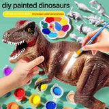 6pcs Coloring Dinosaur Plus 12 Color Paint Set Toys For Children Painting Diy Toys Doodle Handmade Educational Toys easter gift - Lootquake