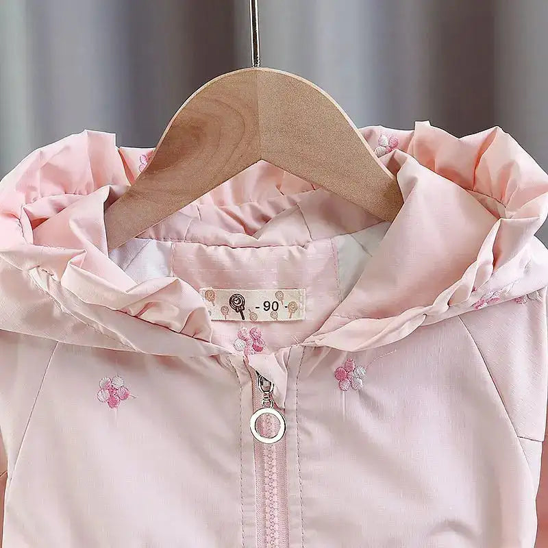 Girls Windbreaker Medium Length Coat Spring and Autumn New Children's Fashion Hooded Coat Little Girl Trench Coat - Lootquake