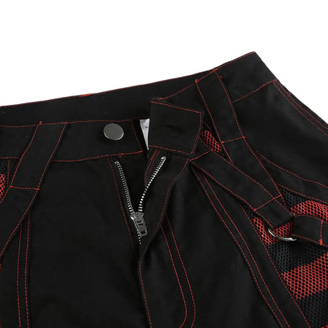 Gothic Women Punk Cargo Pants Wide Straight Leg Pants Grunge Hippie Baggy Trousers Y2k Academic Dark Clothes Streetwear - Lootquake
