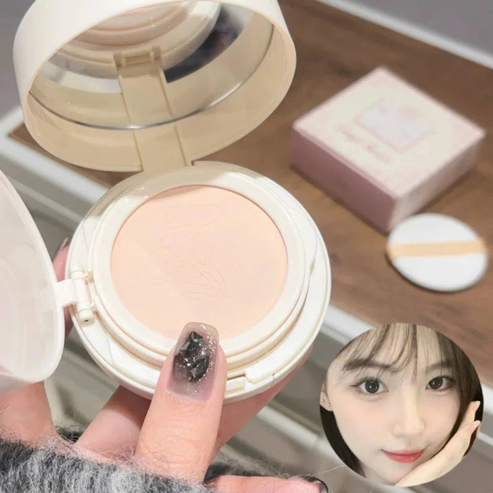 Polvos compactos mate para rostro, control de aceite, cobertura total natural, hidratante, blanqueador, base de maquillaje en crema, 2 en 1 cosmético