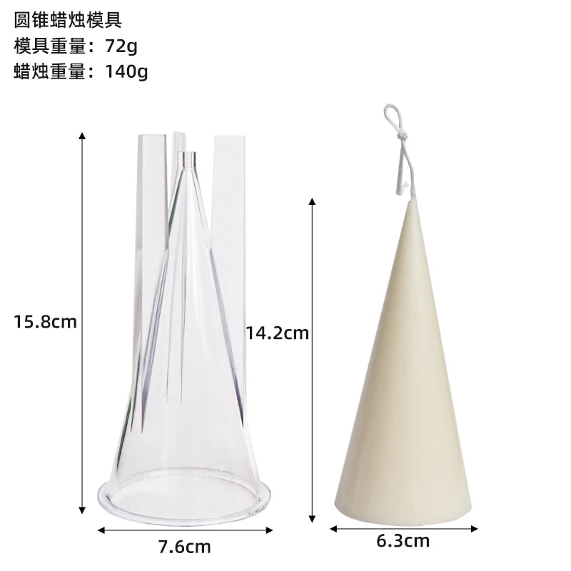 Molde cónico a rayas para velas, herramienta para hacer velas de aromaterapia, hecha a mano, para decoración del hogar, moldes de plástico acrílico.