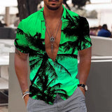 Casual Coconut Tree Graphic Hawaiian Shirts Summer Fashion Short Sleeve 3D Printed Beach Shirt Loose Vacation Mens Clothing New - Lootquake