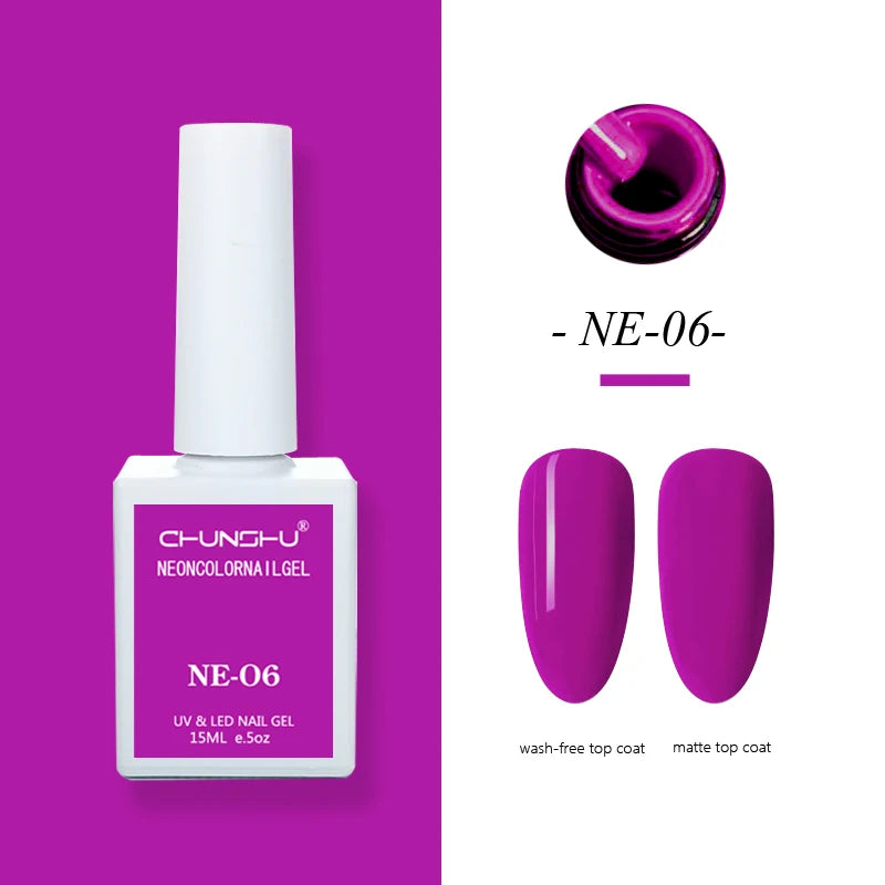 CHUNSHU 15ml Fluorescence Gel Nail Polish Semi Permanent UV/LED Nail Gel Long Lasting Varnish For Nails Art Manicures Soak Off