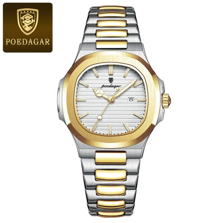 POEDAGAR Luxury Square Watch for Woman Waterproof Luminous Date Ladies Watch Stainless Steel Quartz Women's Watches Female Reloj - Lootquake