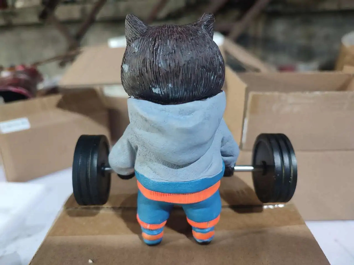 Sculpture de chat fitness mignon, dessin animé, résine 3D, artisanat, bijoux pour la maison, ornements, meuble TV, armoire à vin simple, cadeau de Saint-Valentin