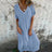 Cotton Linen Short Sleeve Loose Dress 2024 Summer Women's V-neck High Waist Long Dress Vintage Solid Color Straight Beach Dress - Lootquake