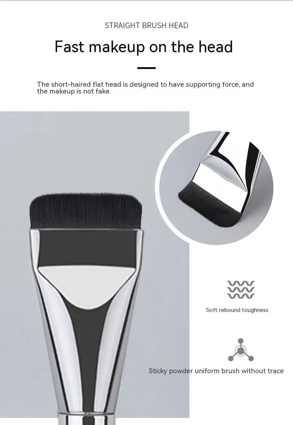 1 pc Foundation Brush – Thin Face Contour Brush for BB Cream, Foundation Powder, Cream & Facial Mask Makeup Applications