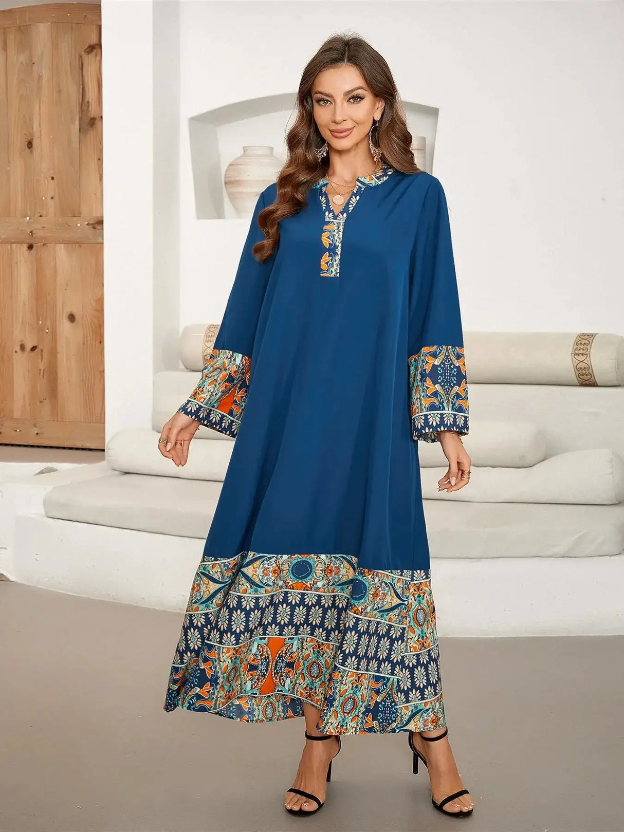 Eid Summer Print Dress for Muslim Women Ramadan Abaya Long Dress Morocco Kaftan Vestidos Largos Dubai Turkey Robe Jalabiya 2024 - Lootquake