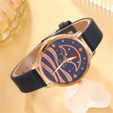 5pcs Set Women Fashion Quartz Watch Female Clock Moon Dial Luxury Brand Design Women Watches Simple Ladies Watches - Lootquake
