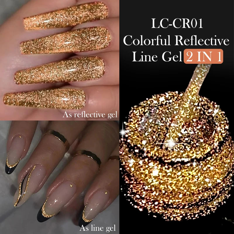 LILYCUTE 5ml Liner Gel Nail Polish UV LED Nail Art Paint Gel Gorgeous Glitter French Effect Semi Permanent Nail Painting UV Gel