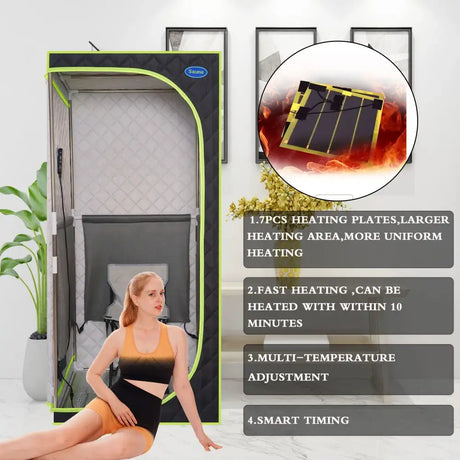 Portable Plus Type Full Size Far Infrared Sauna Tent Spa Detox Therapy Relaxation At Home Larger Stainless Steel Pipes Connector - Lootquake