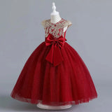New Christmas Party Princess long dress children's dress children's gauze lace birthday party dinner ball big butterfly dress