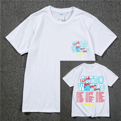 New Summer Hip Hop T Shirt Men Women Cactus Jack Harajuku T-Shirts WISH YOU WERE HERE Letter Print Tee Tops - Lootquake
