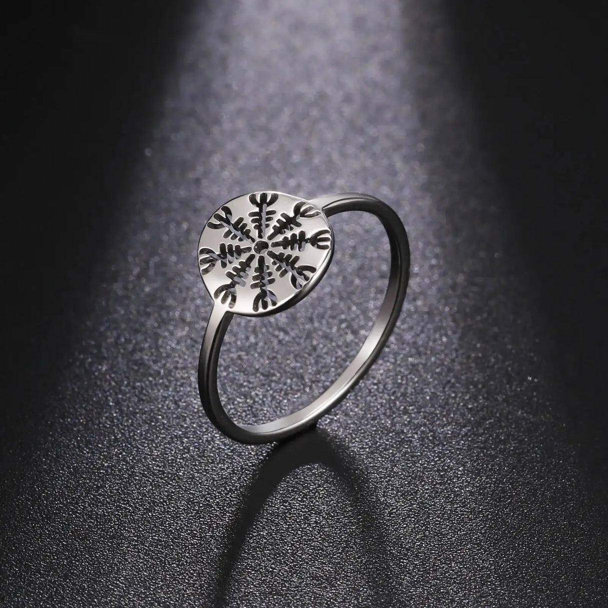 Skyrim Viking Compass Helm of Awe Ring Stainless Steel Gold Color Women Rings Aegishjalmur Nordic Amulet Jewelry Gift for Lover - Lootquake
