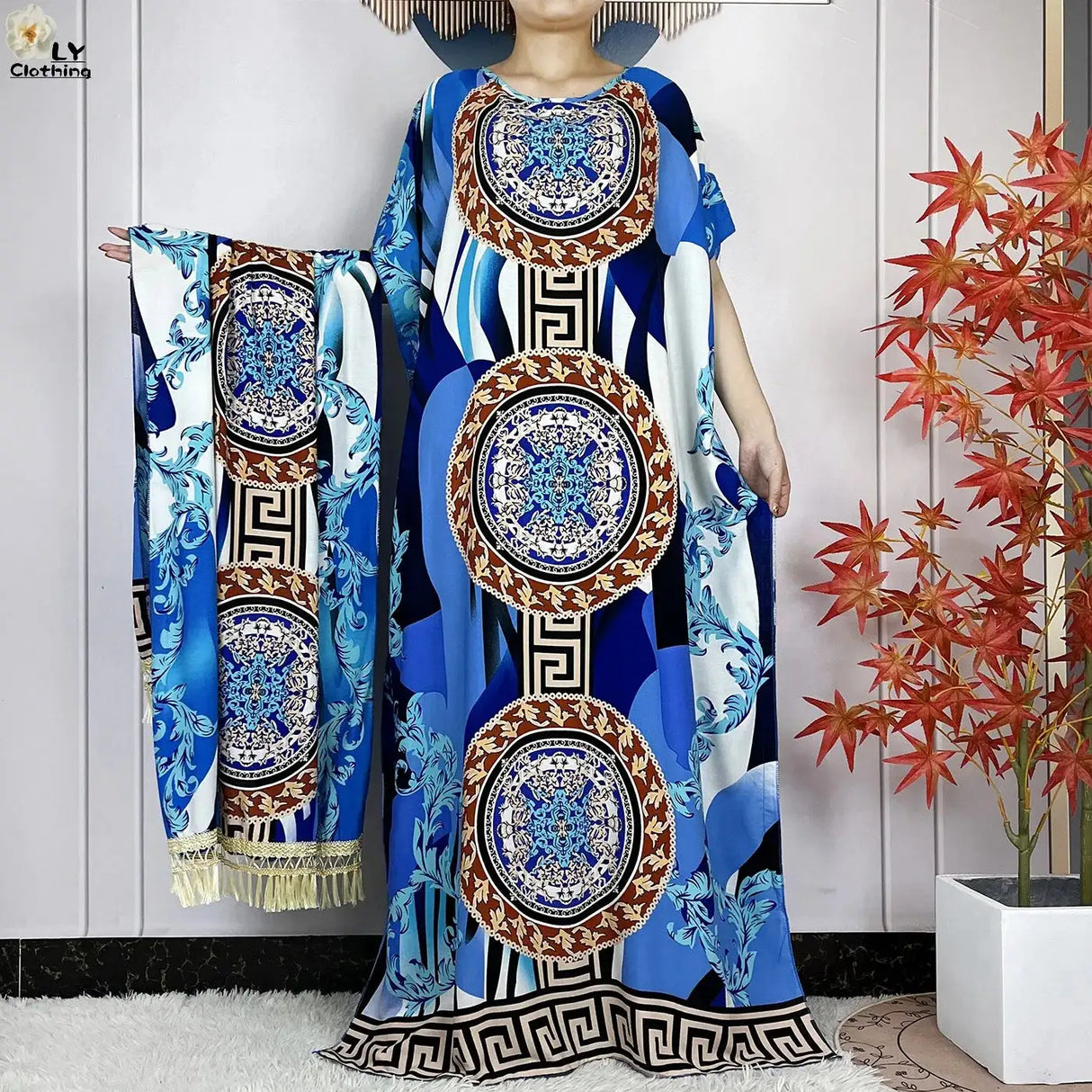 2024 Latest Muslim Sets Women Clothing Cotton Floral Loose Dashiki Long Dress African Abaya Dubai Traditional Islamic Clothing