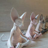 Cat Figurine Sphynx Meditation Statue Yoga Animal Cat Meditate Art Sculpture Micro Decoration Garden Home Office Ornament