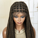 36" Long Knotless Braided Wig - Full Lace, Cornrow Accents, Baby Hair - For Black Women