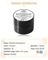 BORN PRETTY Metallic Painting Gel Gold Silver Mirror Effect Nail Polish Super Bright Drawing Line French Nail UV Painting Varnis