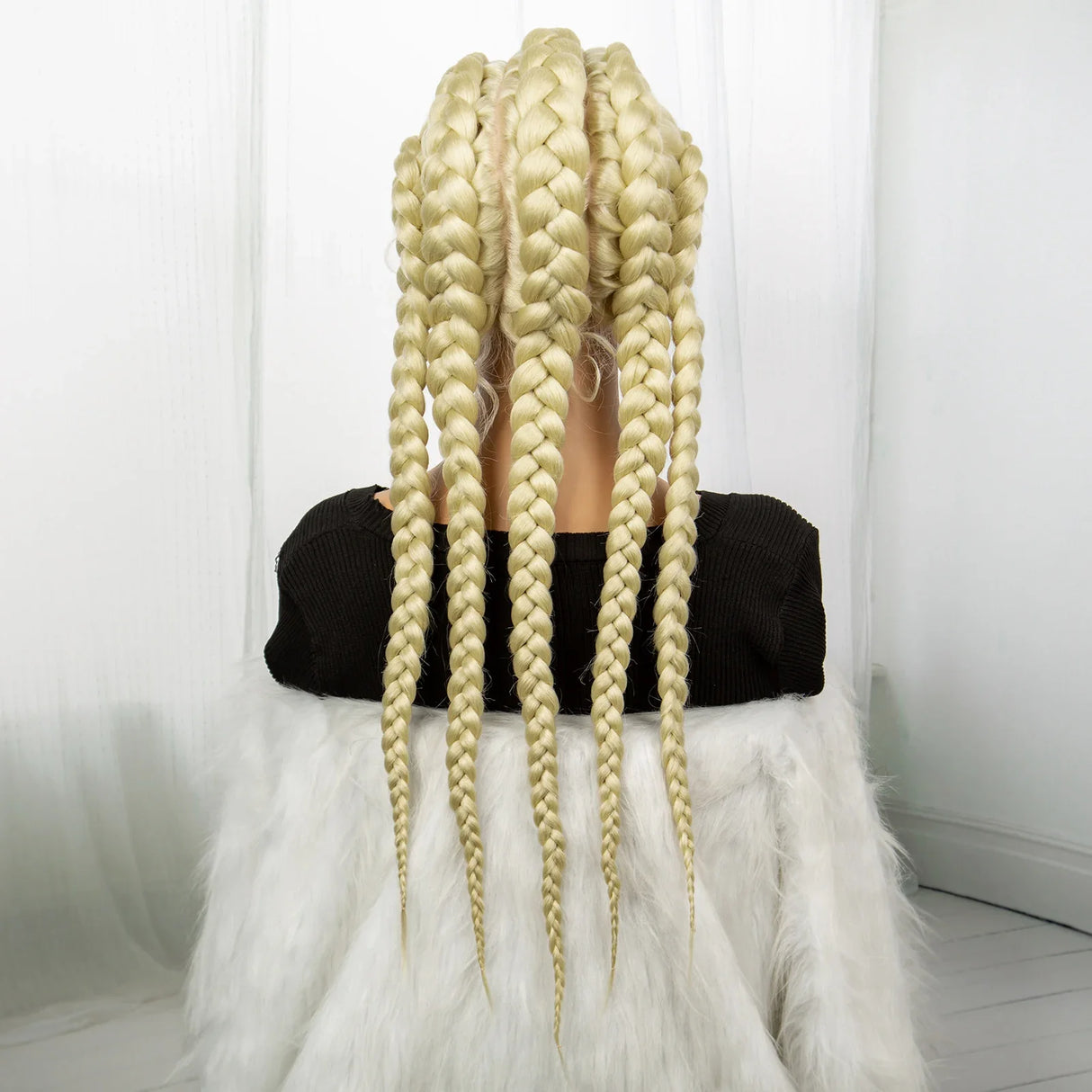 Blonde 613 Knotless Box Braids Wig | 24" Lace Front Cornrows & Baby Hair