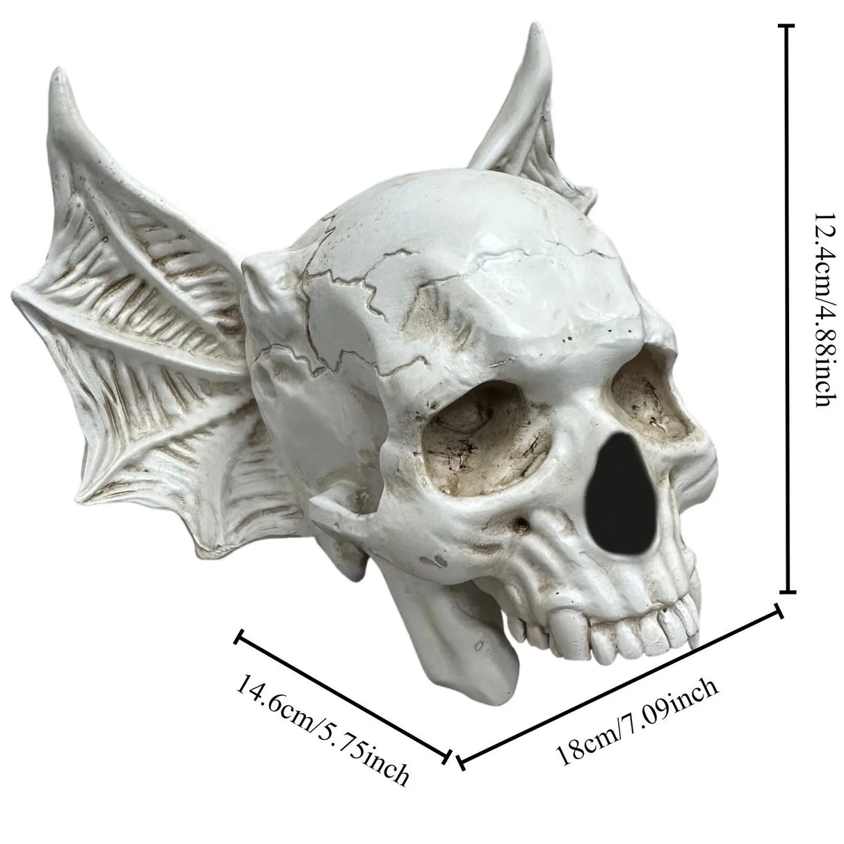 ‌Halloween Bat Skull Decor Spooky Gothic Home Decoration Unique Resin Handmade Craft Creepy Party Supplies Scary Shelf Display