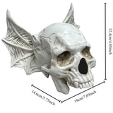 ‌Halloween Bat Skull Decor Spooky Gothic Home Decoration Unique Resin Handmade Craft Creepy Party Supplies Scary Shelf Display