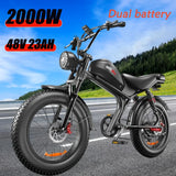 Bicicleta eléctrica C93 2000W 48V23Ah, todoterreno, batería dual, velocidad máxima 55 km, aleación de aluminio, E-BIKE para adultos