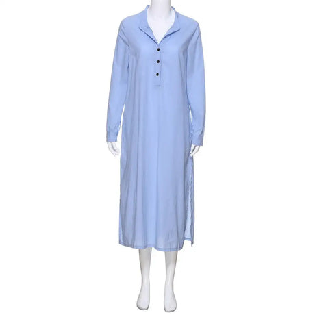 2023 Pre Autumn New Pure Color Dresses For Women Cotton Long Sleeve Plain Oversized Maxi Long Dress Casual Summer Loose Dress - Lootquake