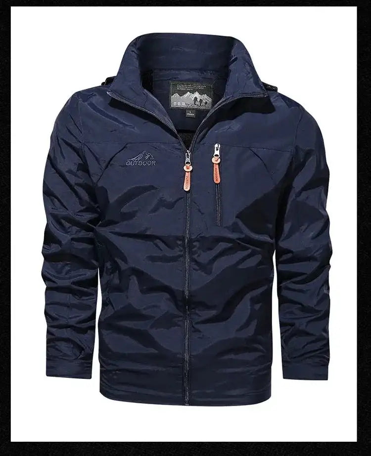New Functional Waterproof Jacket Men's Autumn Casual Rainproof Detachable Cap Work Coat Hiking Mountain Windproof Windbreaker - Lootquake