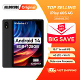 Tablette Alldocube iplay 60S 4G-LTE/WiFi 10,1 pouces, 4 Go + 8 Go de RAM, 128 Go de ROM, système d'exploitation Android 14, grande batterie 6200 mAh, Wi-Fi 6