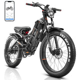Bicicleta eléctrica Romeo con motor de 1200 W, 48 V, 60 Ah, 34 mph, velocidad máxima, 26 x 4 pulgadas, neumáticos anchos todoterreno, para acampar, para adultos.