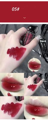 Rouge à lèvres liquide violet foncé, léger, longue tenue, transparent, hydratant, effet miroir, rose pêche, antiadhésif