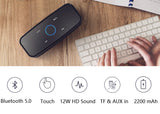 Altavoz Bluetooth inalámbrico DOSS SoundBox BT 5.0 con control táctil, caja de sonido portátil para música, sonido estéreo de 12 W, resistente al agua IPX5.