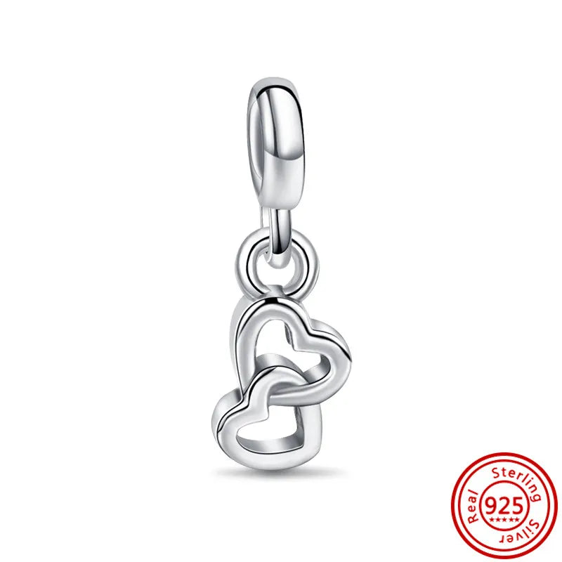 Nuevos anillos de plata 925 con diseño de dos anillos, conectores, dijes, cuentas, compatibles con pulseras originales Pantaro Me, joyería DIY para mujer.