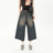 Vintage Streetwear Women Jeans 2024 Summer Loose Male Wide Leg Knee Length Shorts Men's Oversize Fashion Denim Trouser Pants Y2K - Lootquake