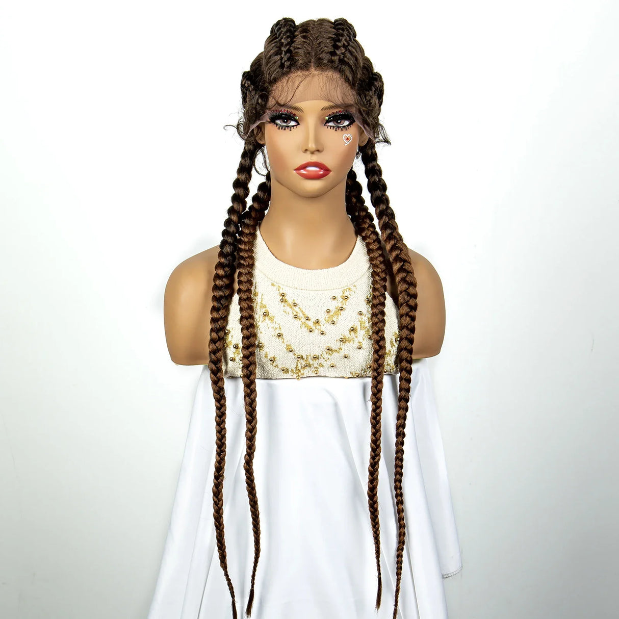 36" 27/613 Blonde Cornrow Braided Wig | Lace Frontal Box Braids | Synthetic Wig with Baby Hair for Black Women